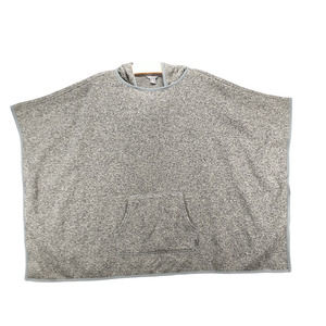 Eddie Bauer Women's Knit Hoodie Poncho Sweatshirt Gray M/L Pocket Polyester